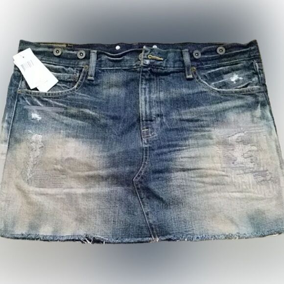 Polo Ralph Lauren Lawrence Repaired Destroyed Denim Mini Skirt - Picture 2 of 16